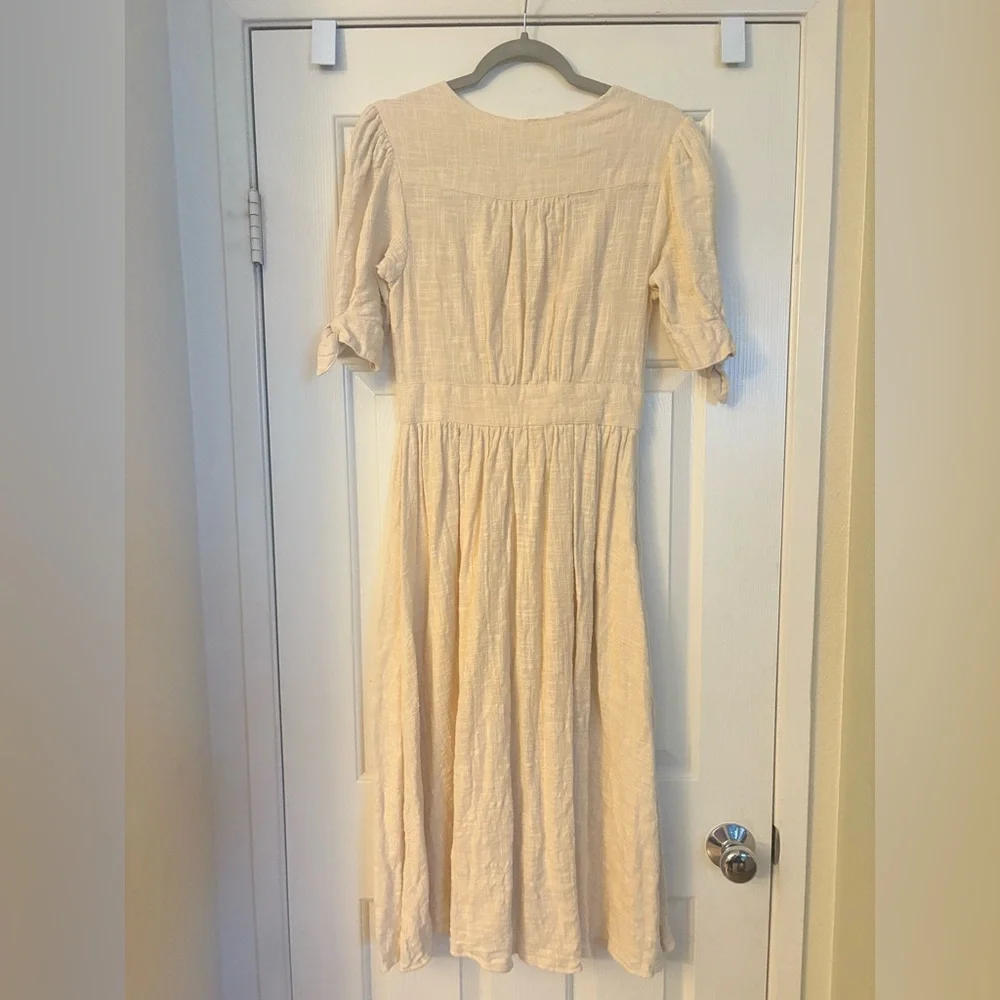 Free People Cream Button-Front Midi Dress